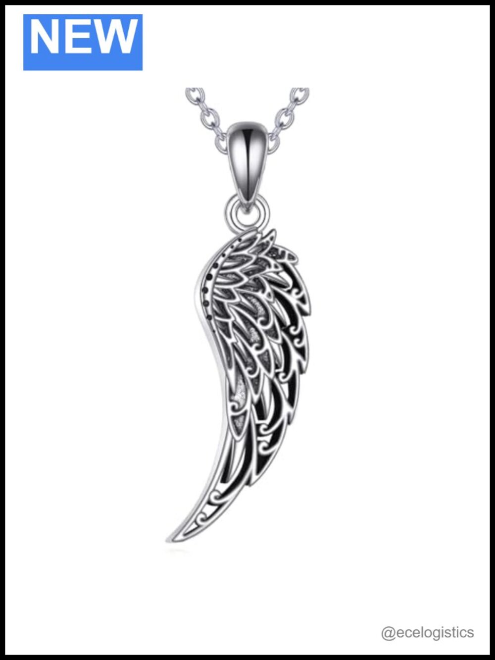 Sterling Silver Angel Wing Pendant Necklace 18+2 Inch Cable Chain for Women